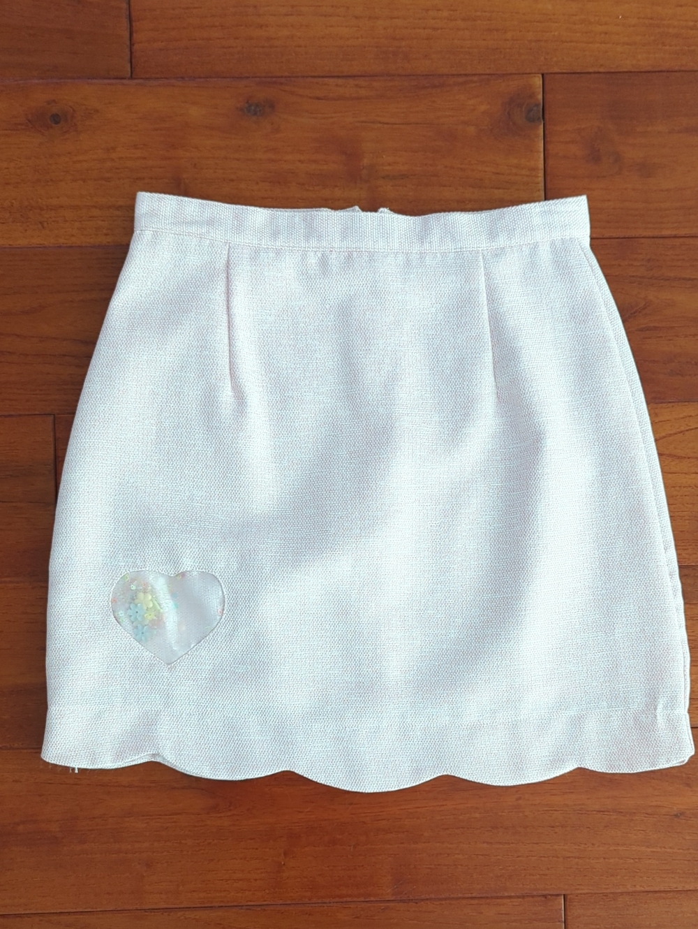 Blush Pink Scalloped Hem Mini Skirt